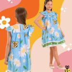 Vestido Babado Azul Abelha 50