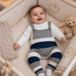 Baby Conjunto Tricot Listras Cinza 127