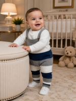 Baby Conjunto Tricot Listras Cinza 127 - Imagem 2
