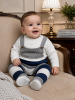 Baby Conjunto Tricot Listras Cinza 127 - Imagem 3